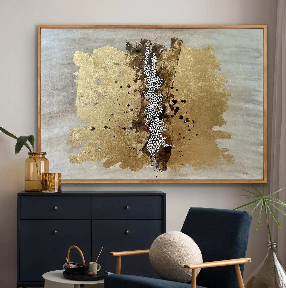 Tribal Sun (Boxed Timber Oak Frame)-by-Gillian Deane Art-original art-Gioia
