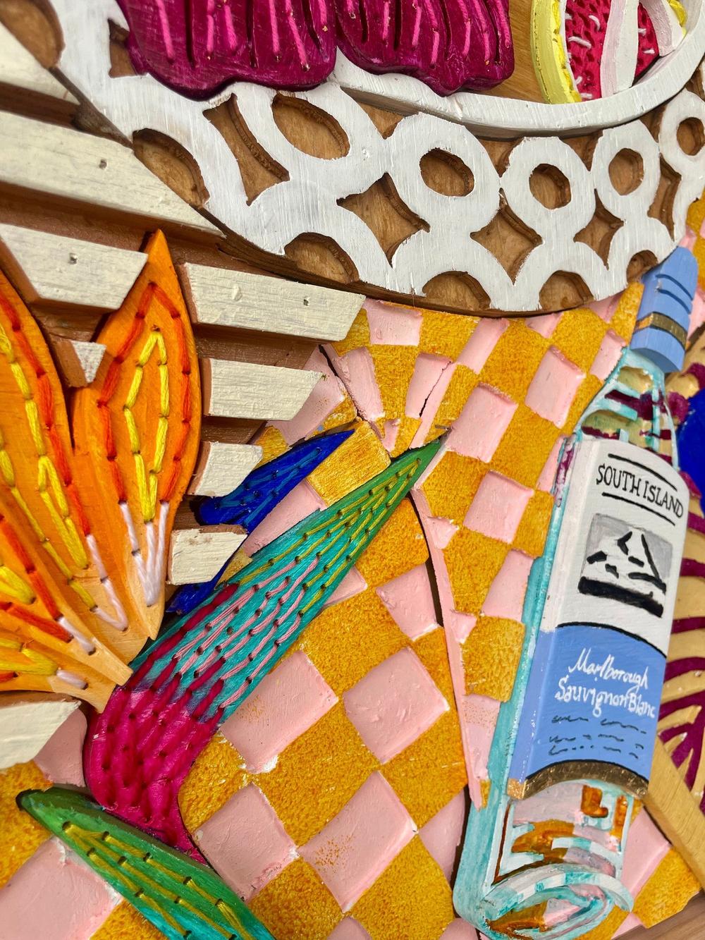 Tropical flourish III, Original Mixed Media By Misha Harrison-by-Gioia Wall Art-original art-Gioia