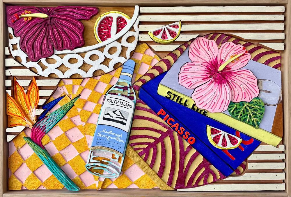 Tropical flourish III, Original Mixed Media By Misha Harrison-by-Gioia Wall Art-original art-Gioia