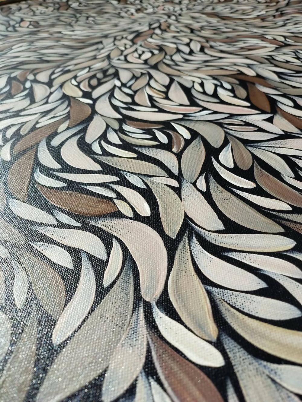 Tumbetin Baibaiye's - Brown and cream Healing leaves with a hint of metallic copper , Original Artwork-by-Emma Rigney-original art-Gioia