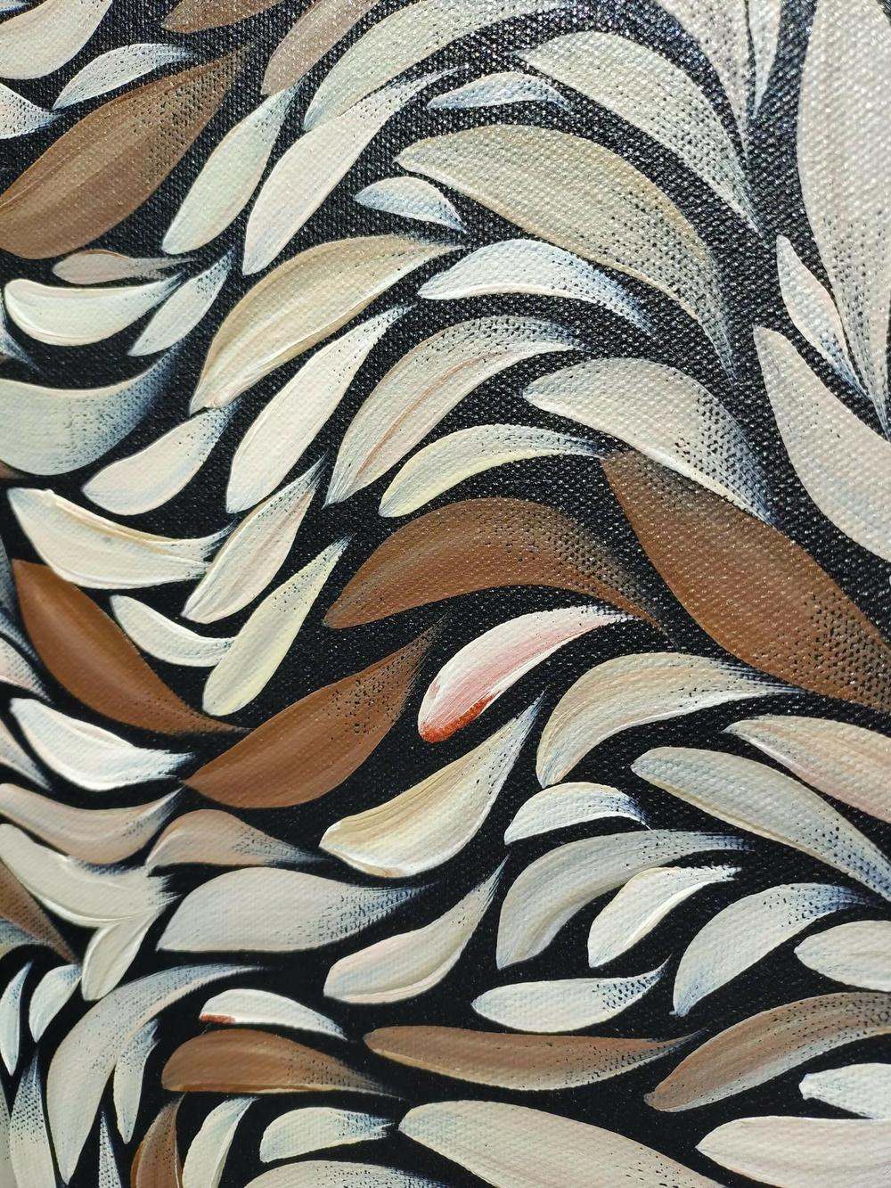 Tumbetin Baibaiye's - Brown and cream Healing leaves with a hint of metallic copper , Original Artwork-by-Emma Rigney-original art-Gioia