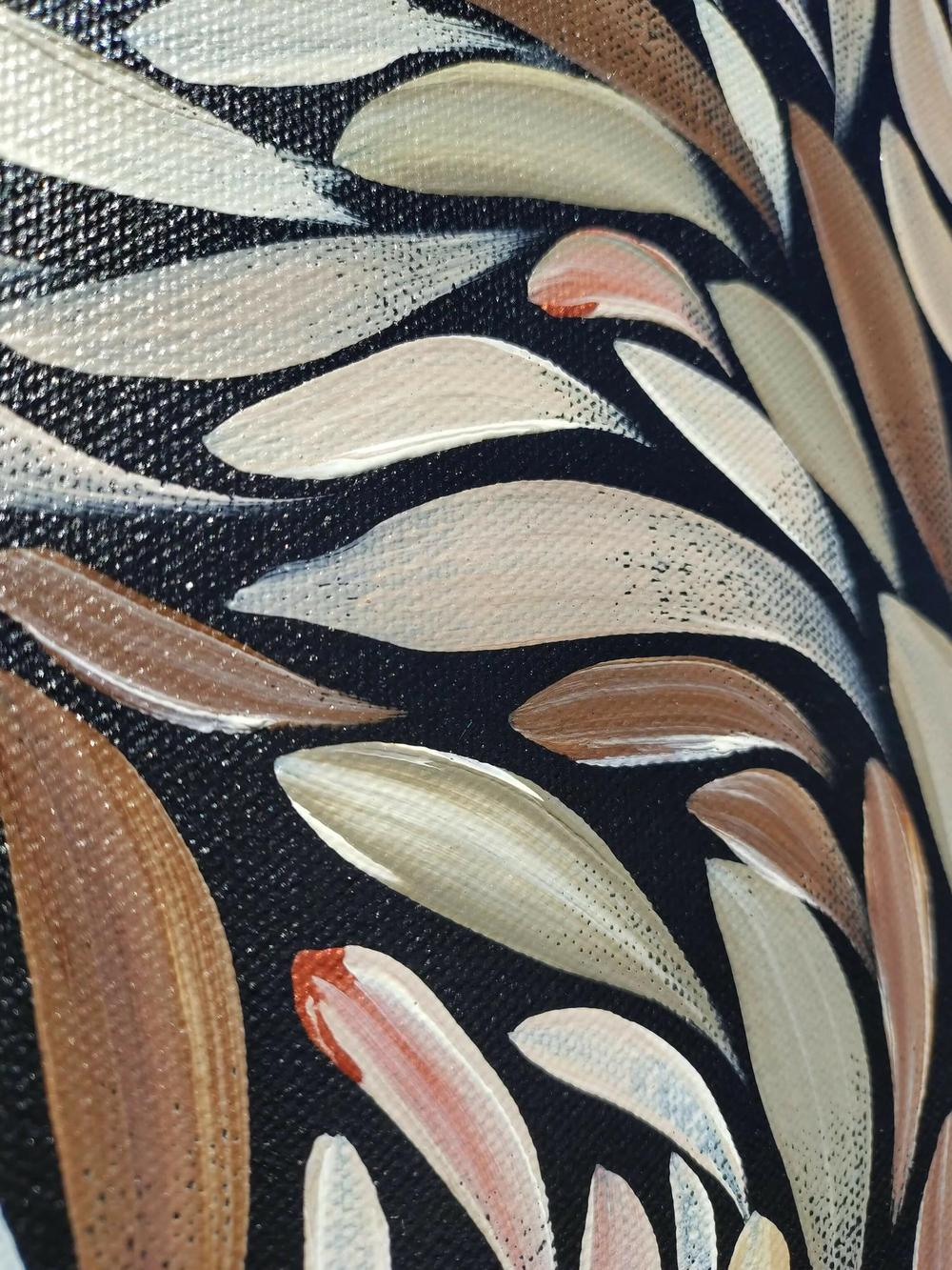 Tumbetin Baibaiye's - Brown and cream Healing leaves with a hint of metallic copper , Original Artwork-by-Emma Rigney-original art-Gioia