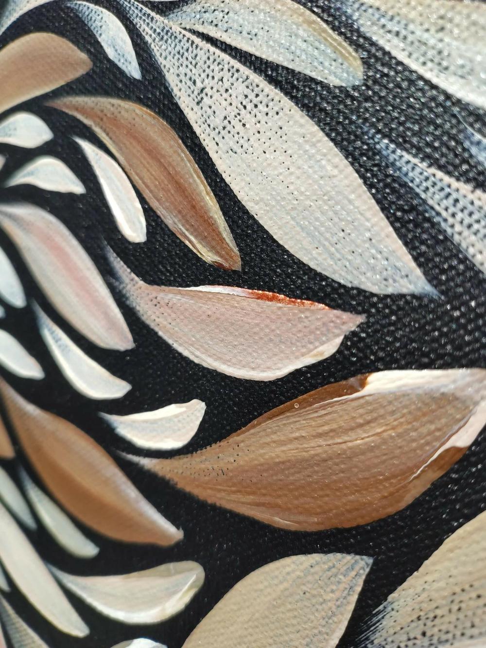Tumbetin Baibaiye's - Brown and cream Healing leaves with a hint of metallic copper , Original Artwork-by-Emma Rigney-original art-Gioia