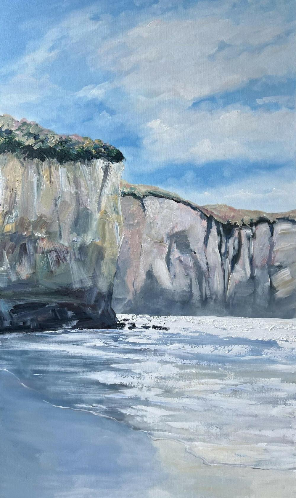 Tunnel Beach Dunedin, Original Hand-Painted Canvas By Meredith Howse-by-Meredith Howse-original art-Gioia
