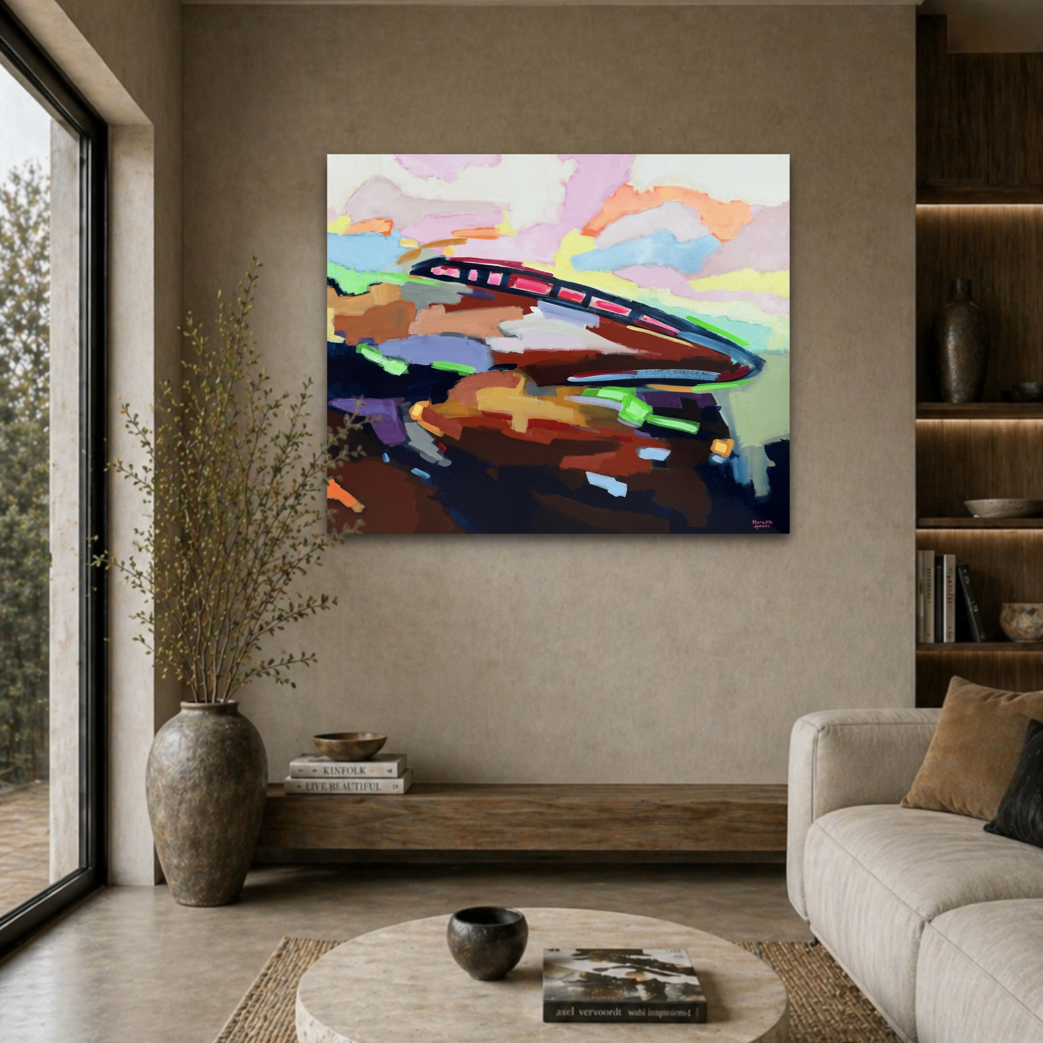 Bullet Train Blast. Original hand-painted artwork by Meredith Howse.