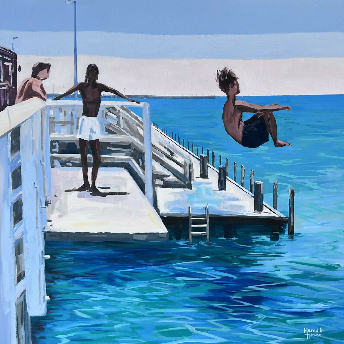 Into the Blue. Original hand-painted artwork by Meredith Howse.
