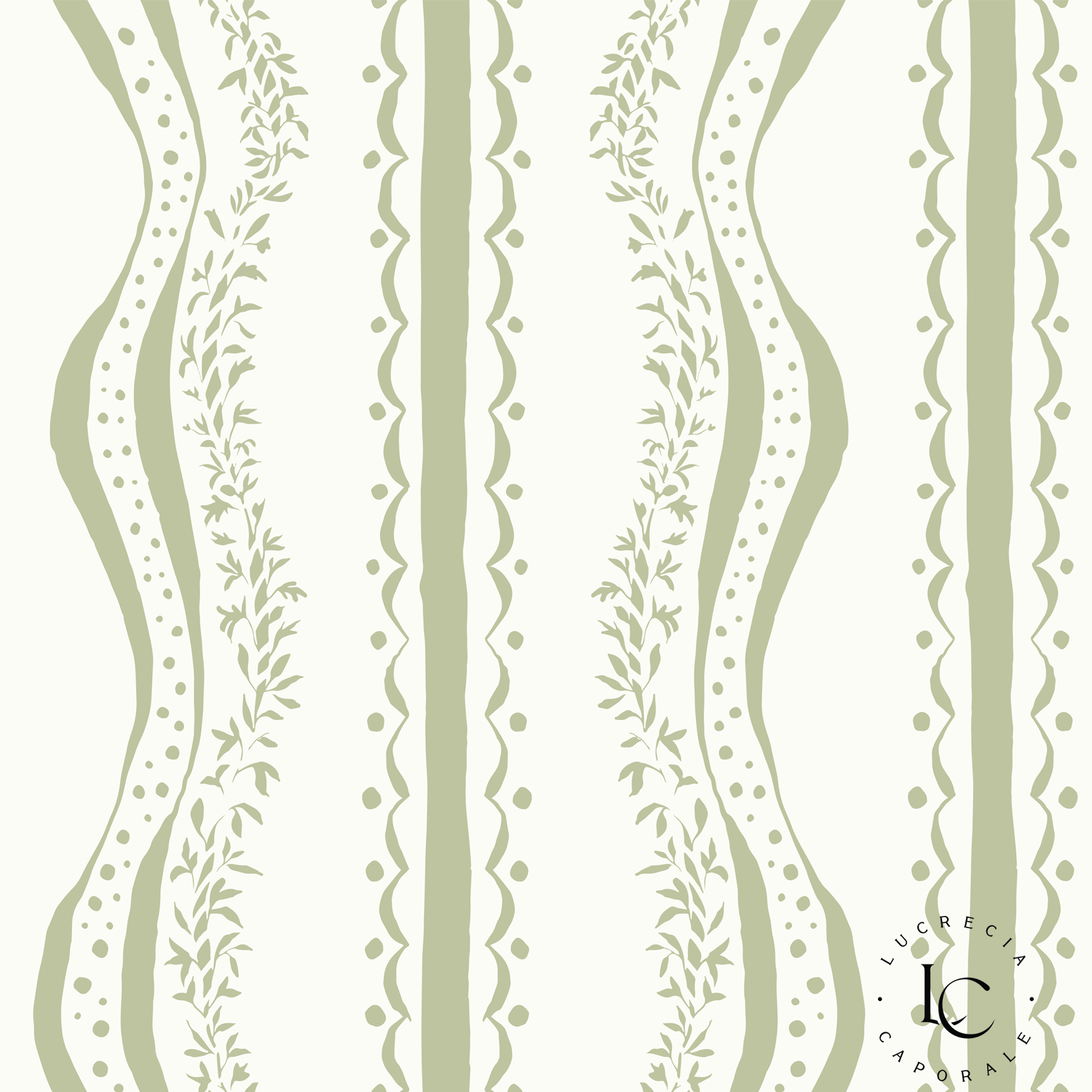 Decorative Waves Light Green, Wallpaper
