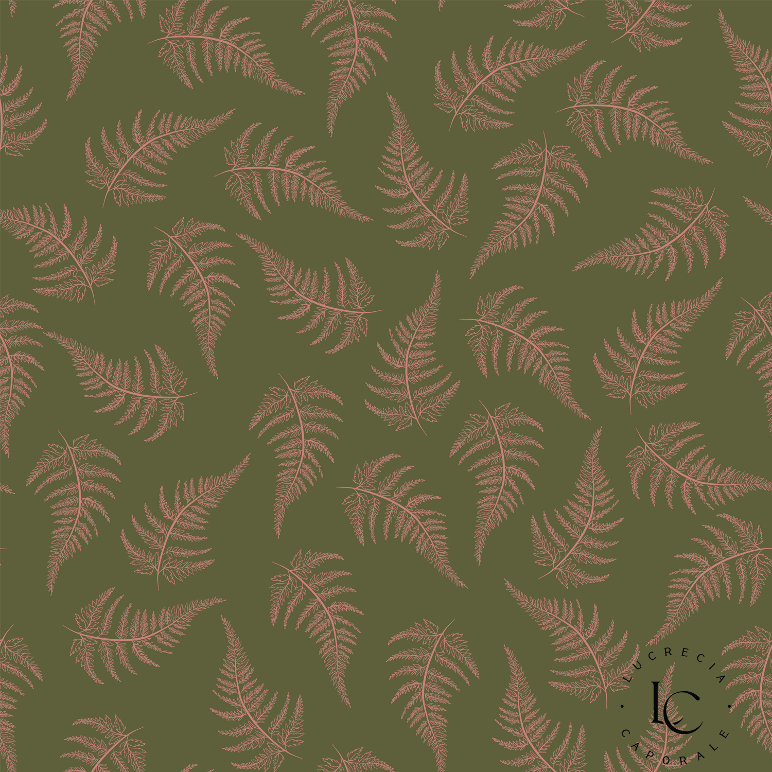 Ferns-Green and Blush, Wallpaper
