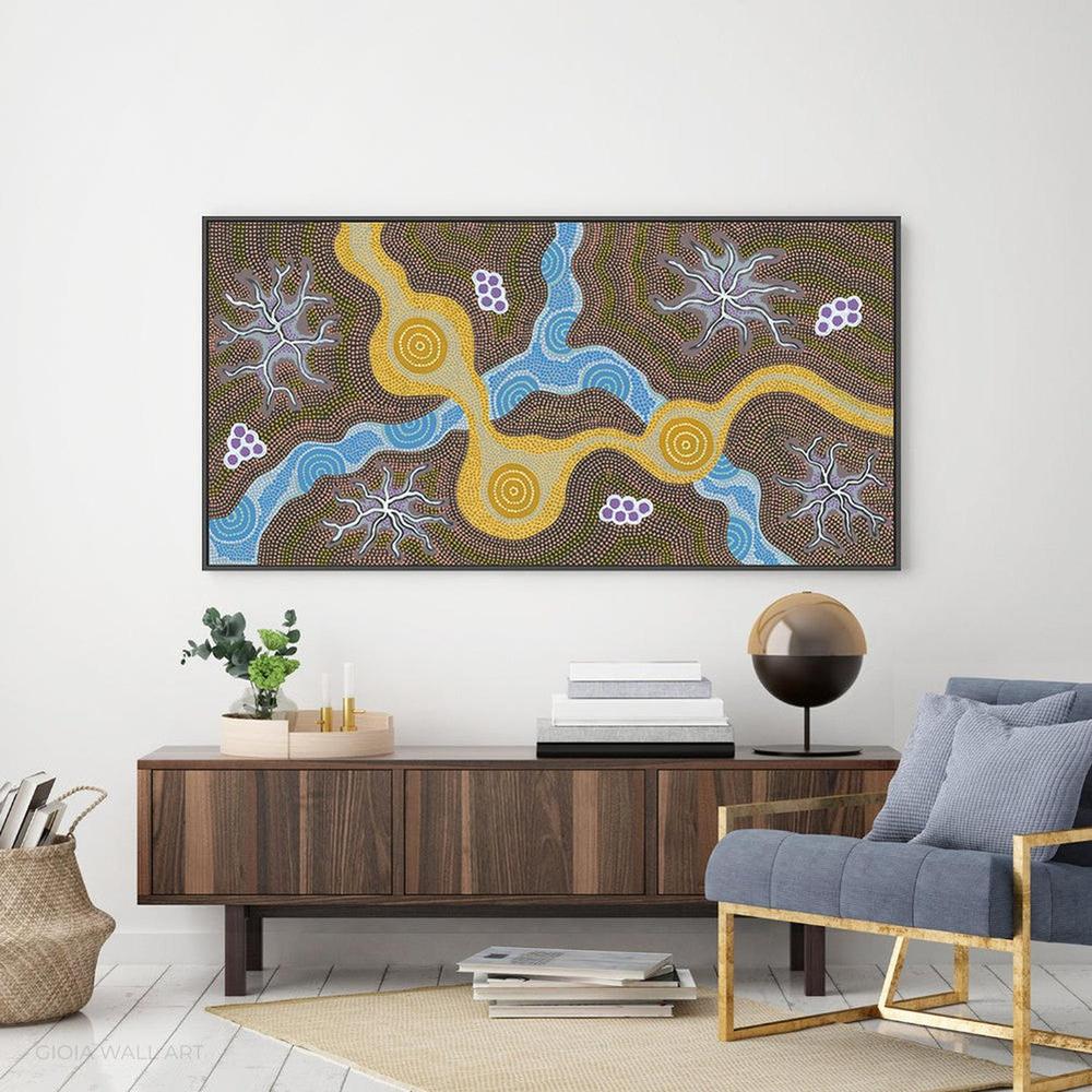 Water Soakage, Acrylic on Canvas, 60x120cm , Original Artwork-by-Azeza Possum-original art-Gioia