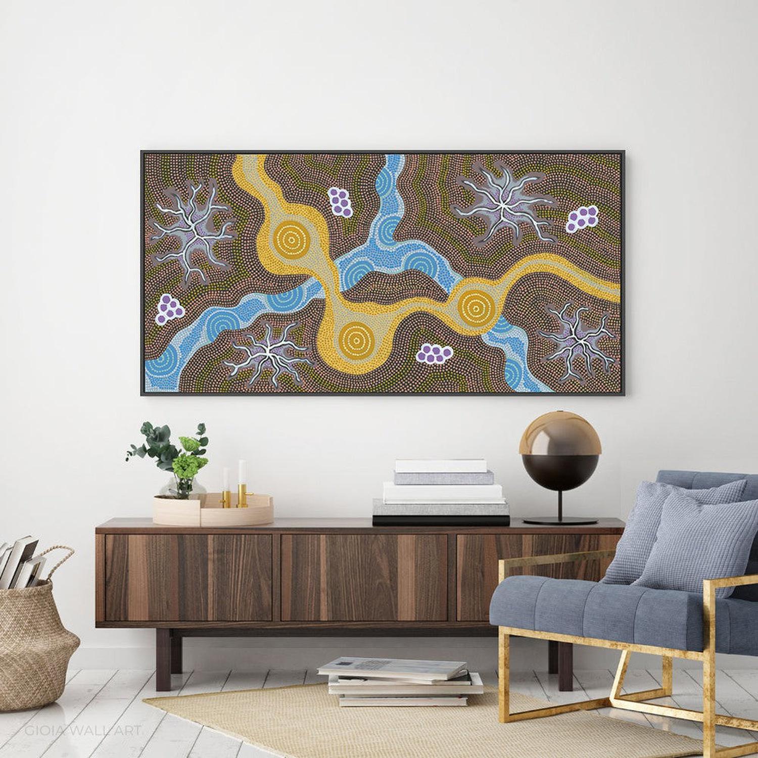 Water Soakage, Acrylic on Canvas, 60x120cm , Original Artwork-by-Azeza Possum-original art-Gioia