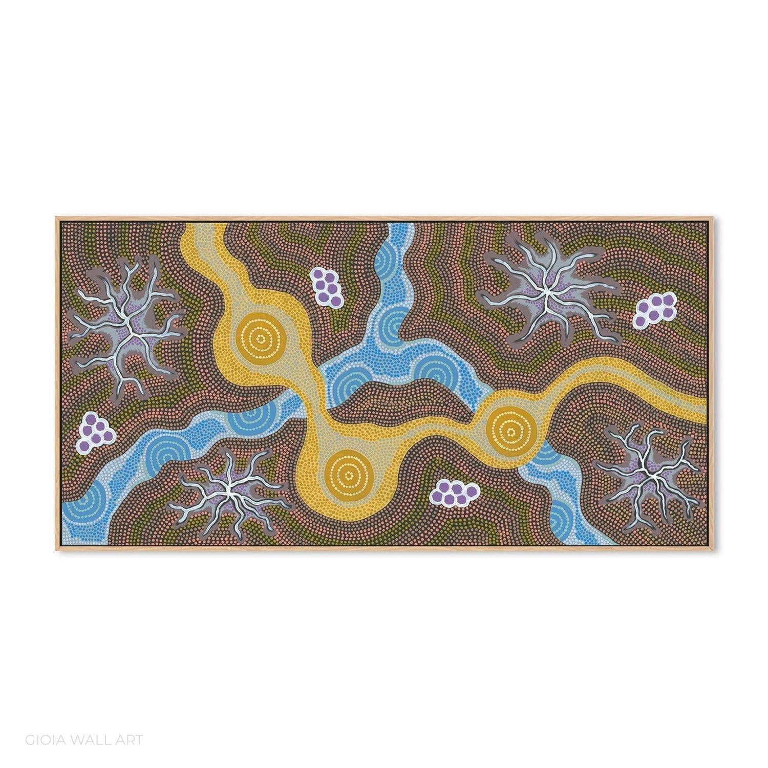 Water Soakage, Acrylic on Canvas, 60x120cm , Original Artwork-by-Azeza Possum-original art-Gioia