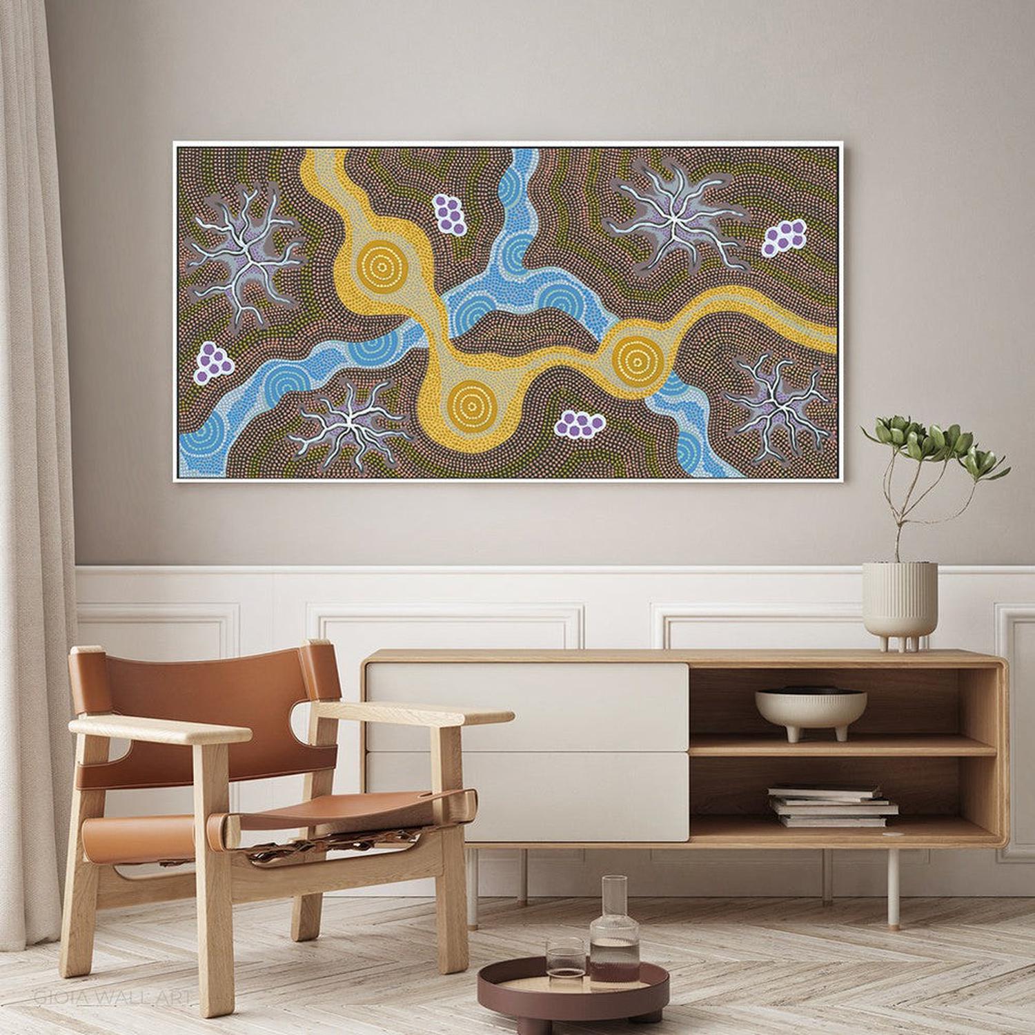 Water Soakage, Acrylic on Canvas, 60x120cm , Original Artwork-by-Azeza Possum-original art-Gioia