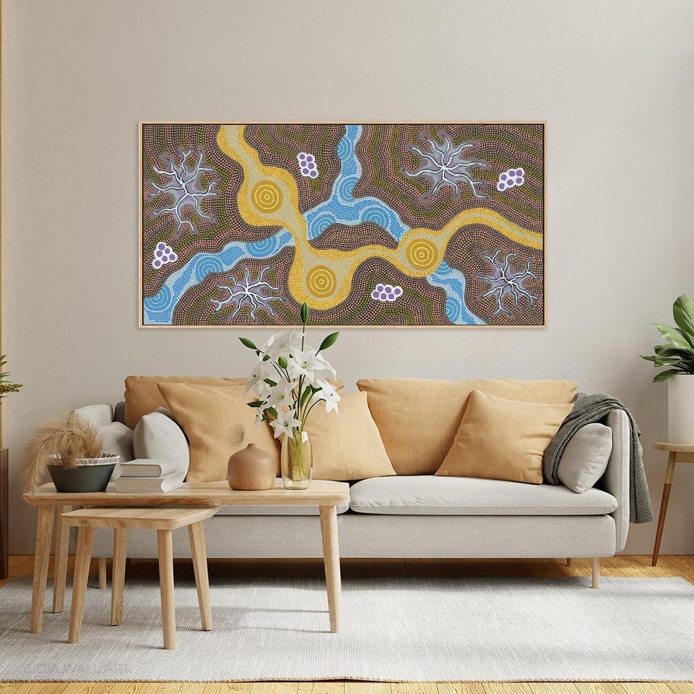 Water Soakage, Acrylic on Canvas, 60x120cm , Original Artwork-by-Azeza Possum-original art-Gioia
