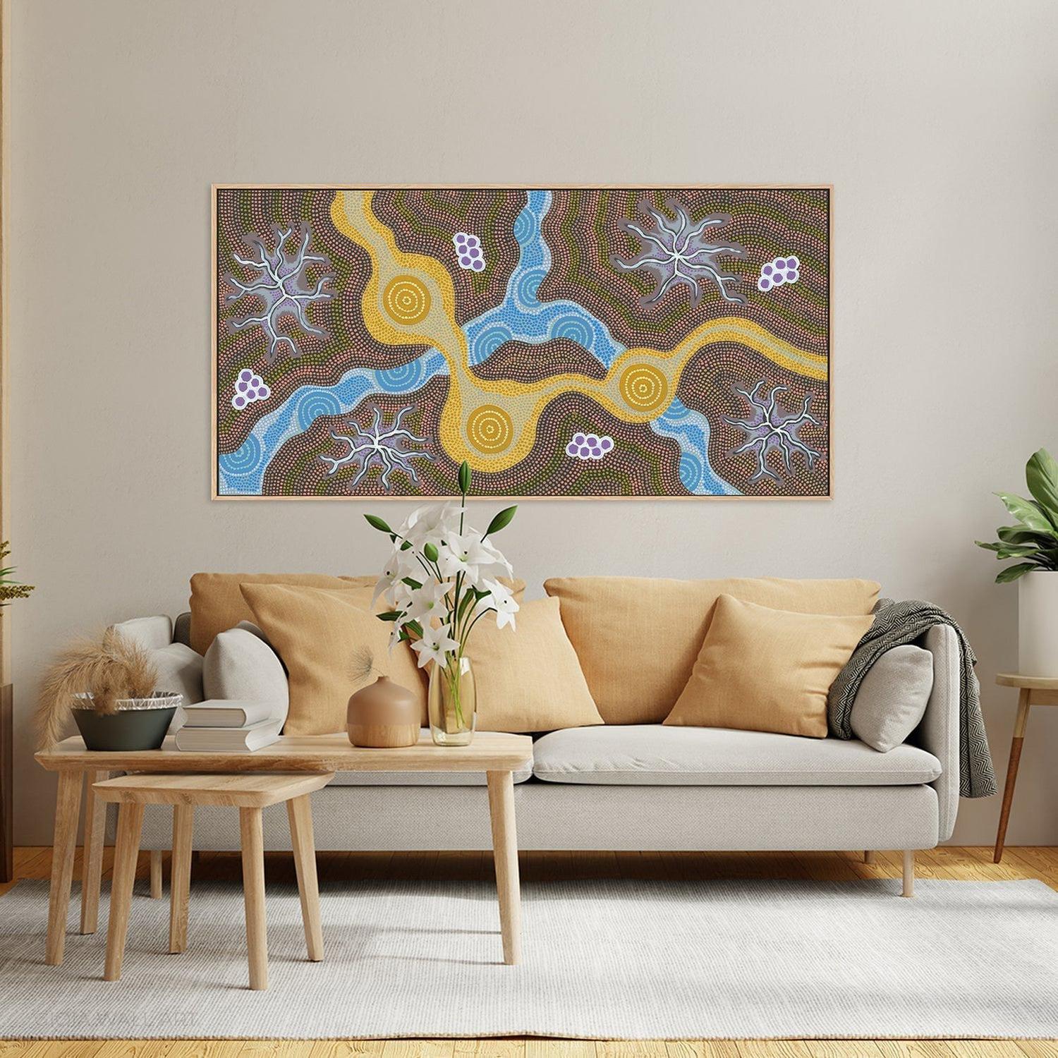 Water Soakage, Acrylic on Canvas, 60x120cm , Original Artwork-by-Azeza Possum-original art-Gioia