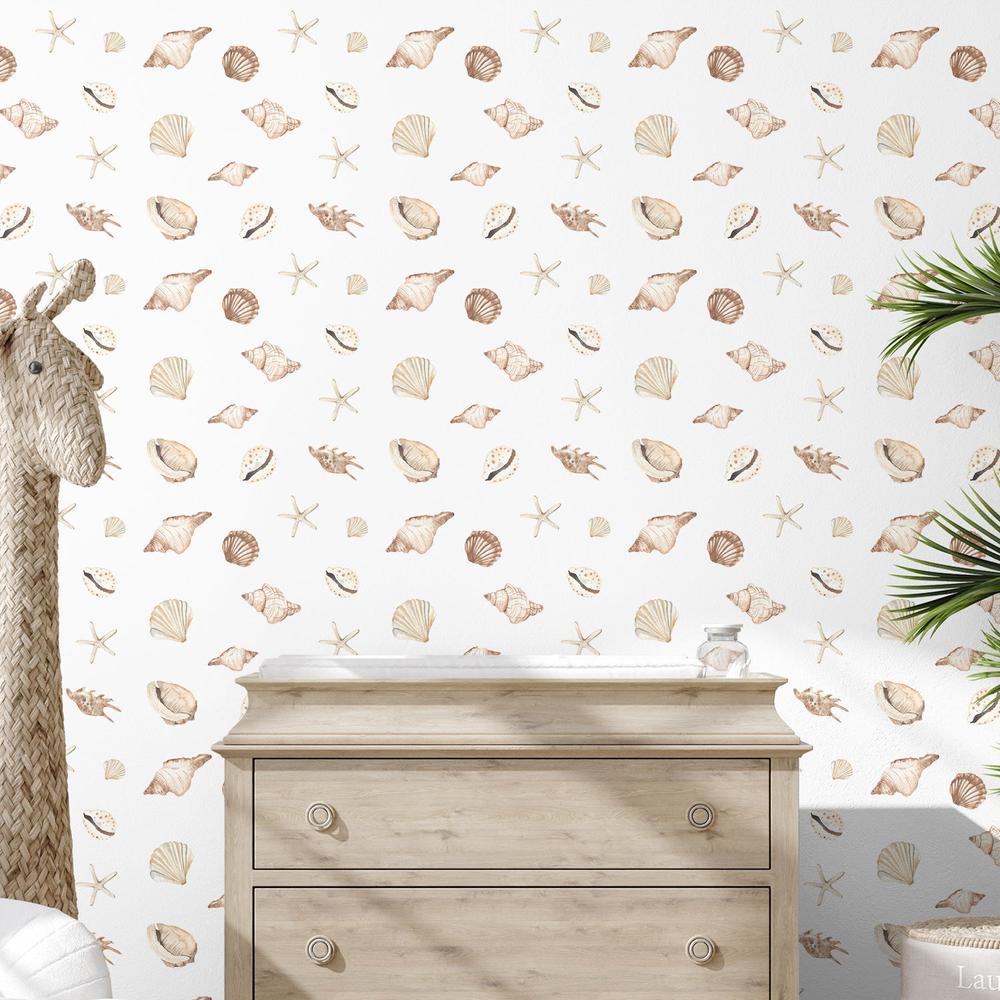 Watercolor Seashells And Starfish-wallpaper-eco-friendly-easy-removal-Gioia Wall Art-2