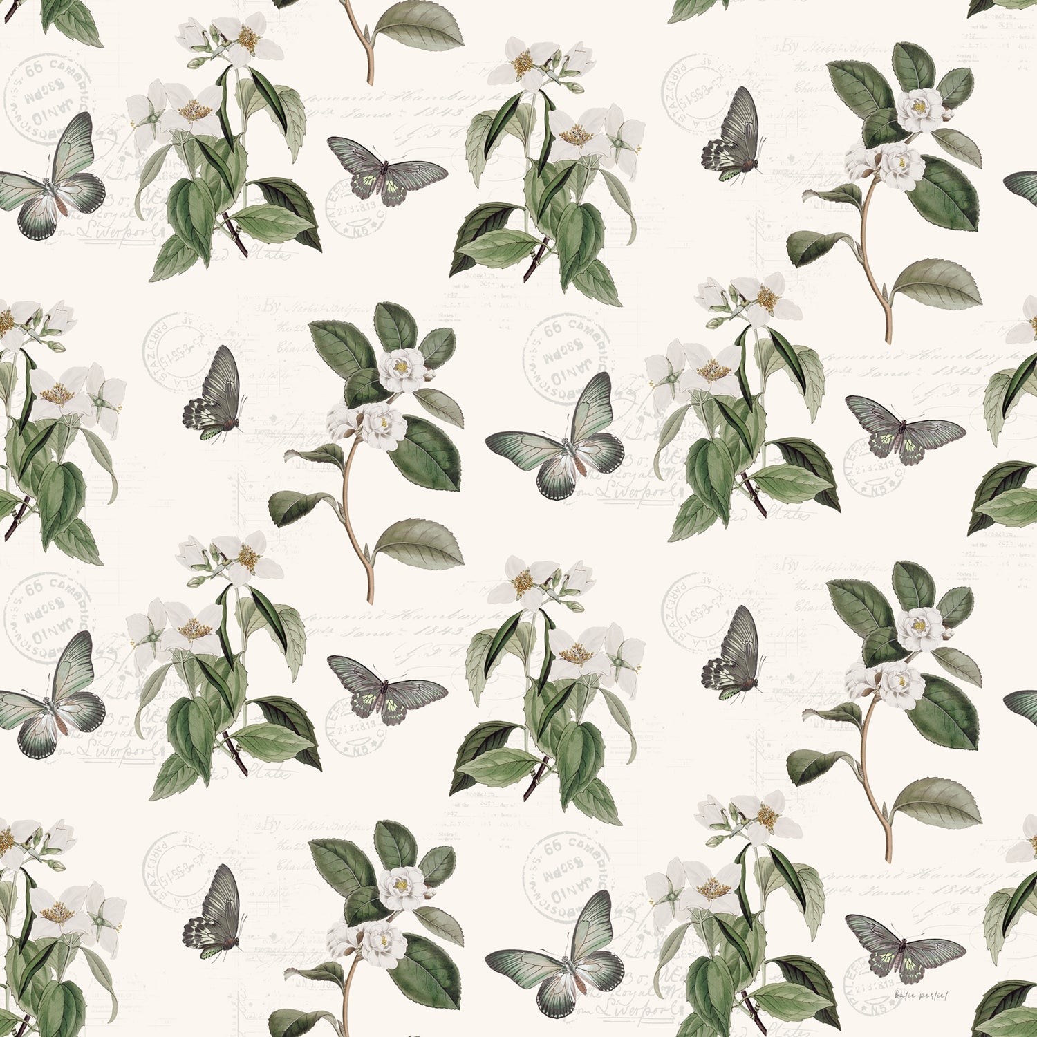 Weathered Garden Pattern, Style A, Wallpaper