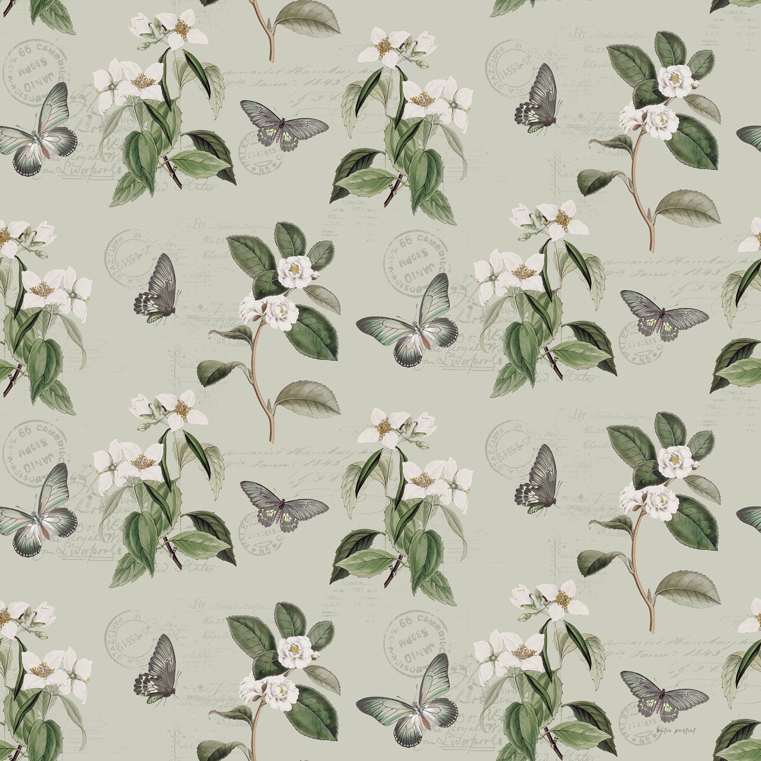 Weathered Garden Pattern, Style B, Wallpaper