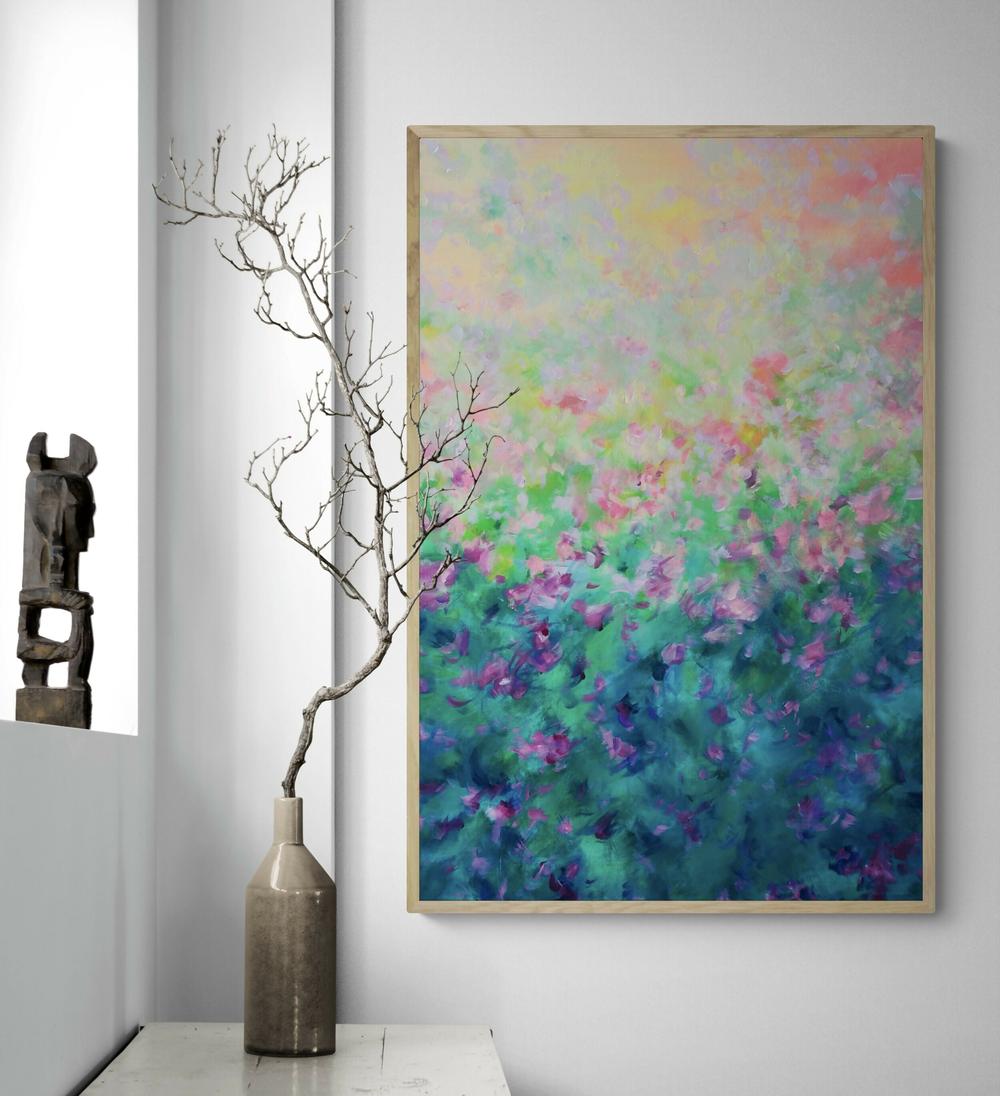 Where petals meet the sunset , Original Artwork-by-Katherine Spiller-original art-Gioia