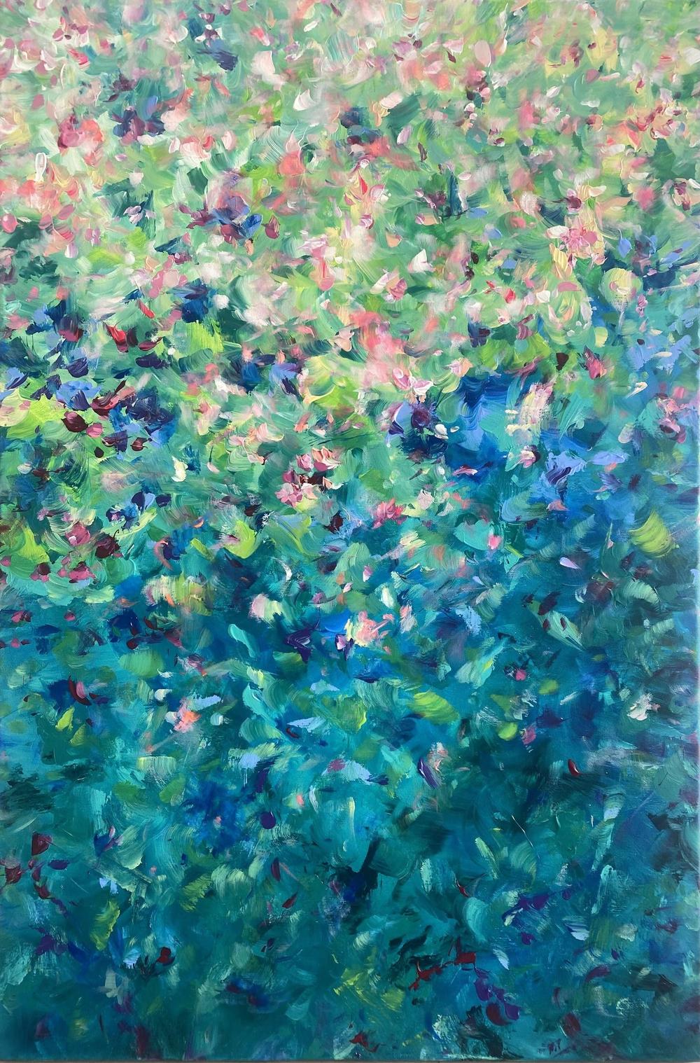 Whimsical Garden, Original Hand-Painted Canvas By Katherine Spiller-by-Katherine Spiller-original art-Gioia