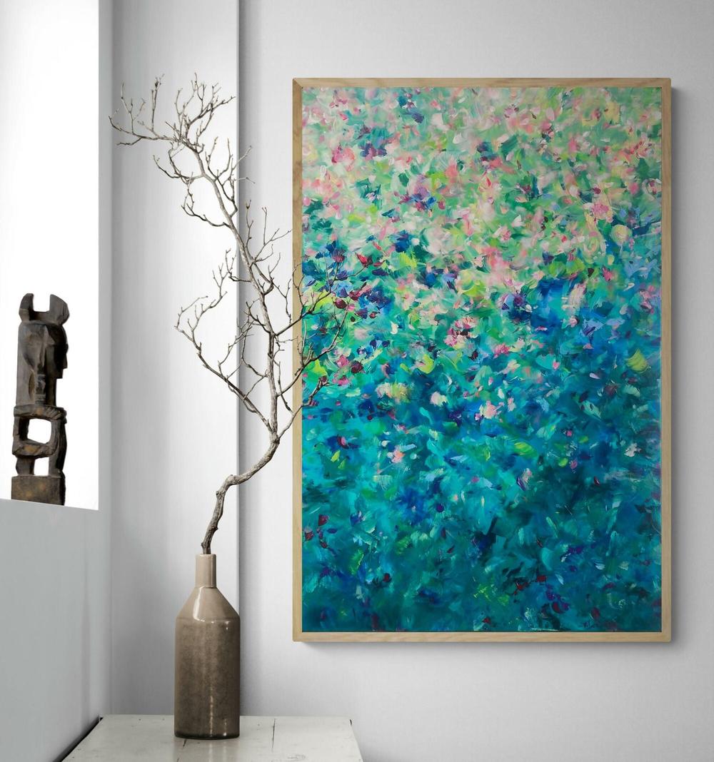 Whimsical Garden, Original Hand-Painted Canvas By Katherine Spiller-by-Katherine Spiller-original art-Gioia