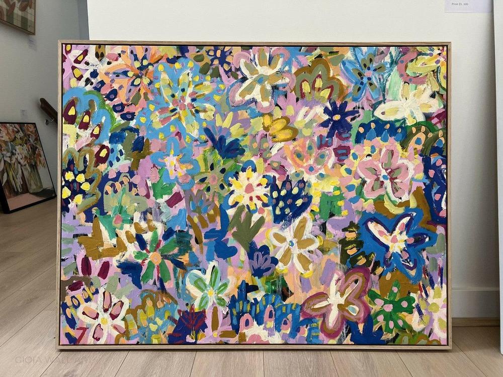 Wildflower Heart, Acrylic on Canvas, 90x115cm, By Victoria Corcoran , Original Artwork-by-Victoria Corcoran-original art-Gioia