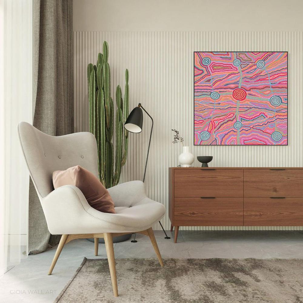Worm Dreaming, Acrylic on Canvas, 94x100cm, By Khatija Possum , Original Artwork-by-Khatija Possum-original art-Gioia