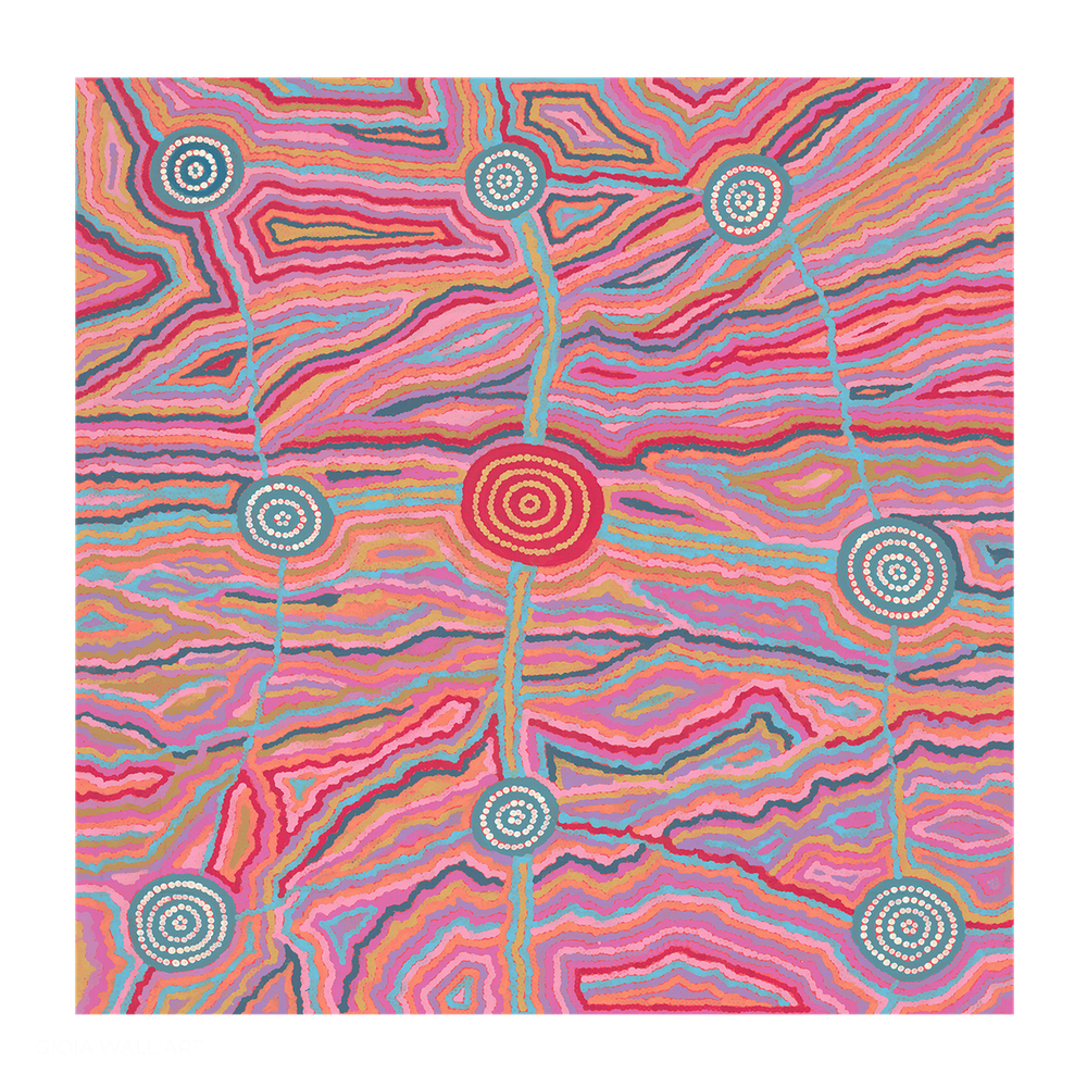 Worm Dreaming, Acrylic on Canvas, 94x100cm, By Khatija Possum , Original Artwork-by-Khatija Possum-original art-Gioia
