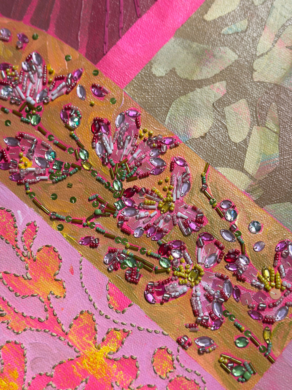 Through the Visible / Visible Through I - Original Artwork with Embroidery