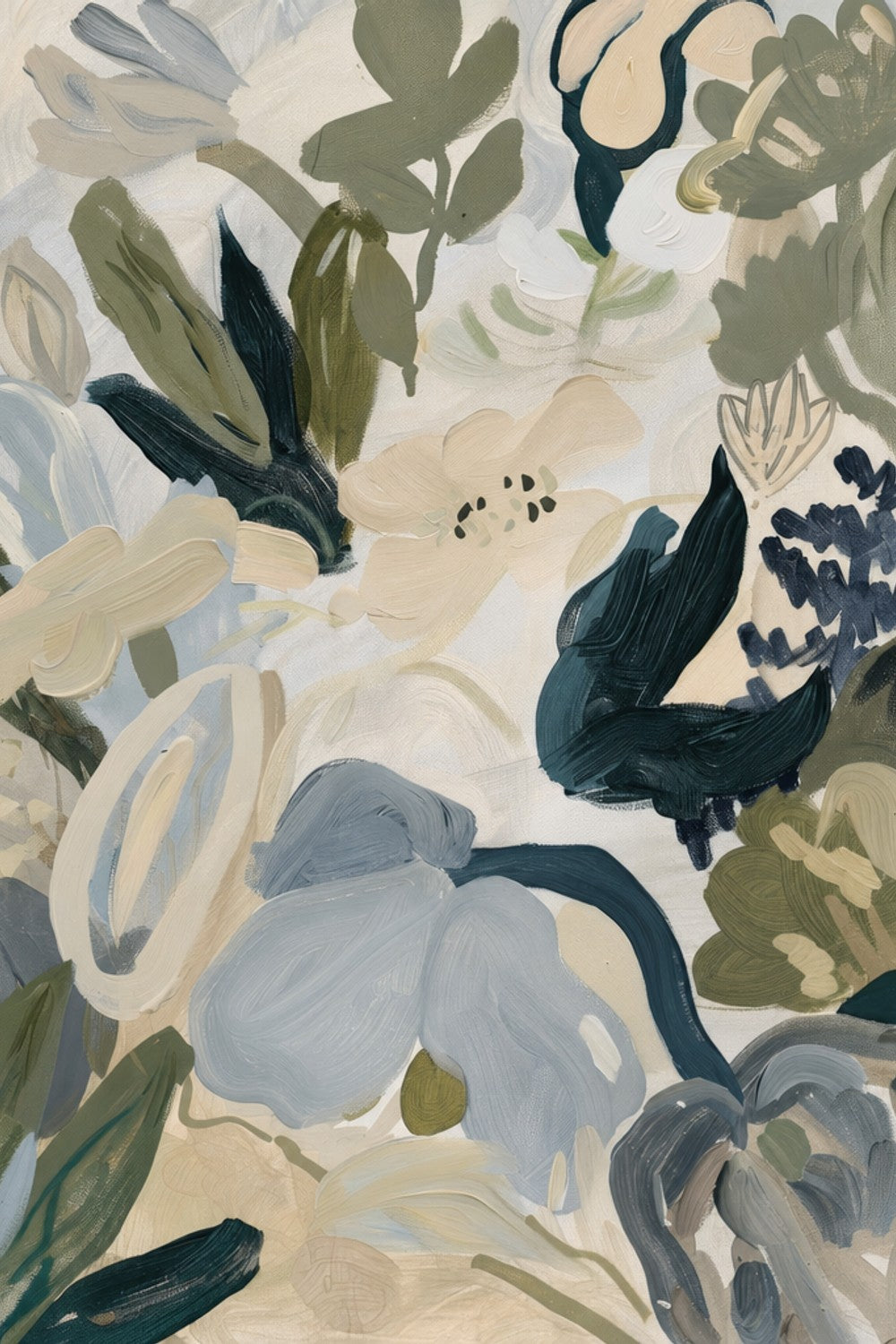 Abstract Blooms, Green and Blue-by-Stephanie Jeuffroy-wall-art-print-canvas-poster-framed-Gioia