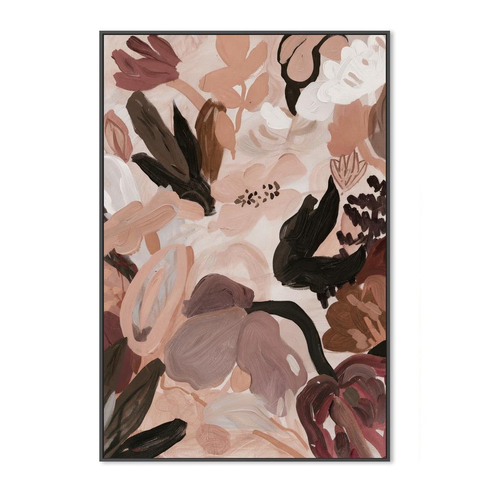 Abstract Blooms, Neutral Brown and Burgundy-by-Stephanie Jeuffroy-wall-art-print-canvas-poster-framed-Gioia