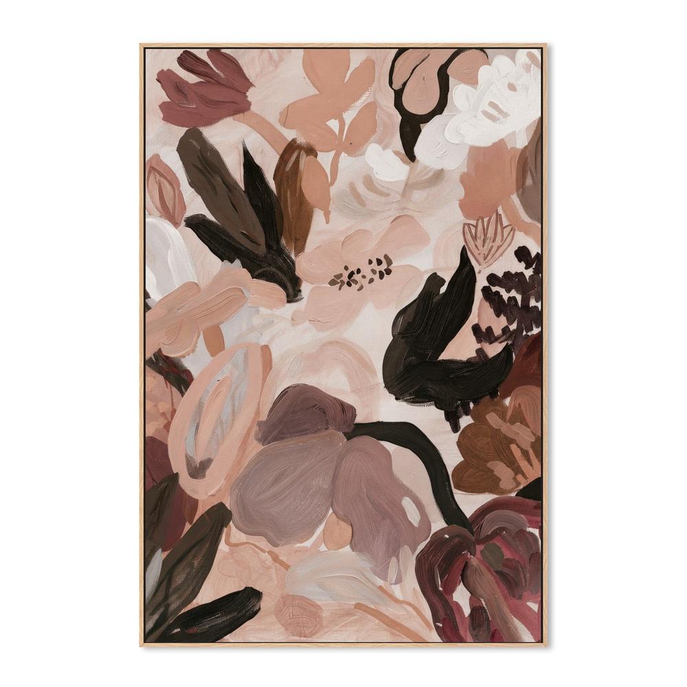 Abstract Blooms, Neutral Brown and Burgundy-by-Stephanie Jeuffroy-wall-art-print-canvas-poster-framed-Gioia