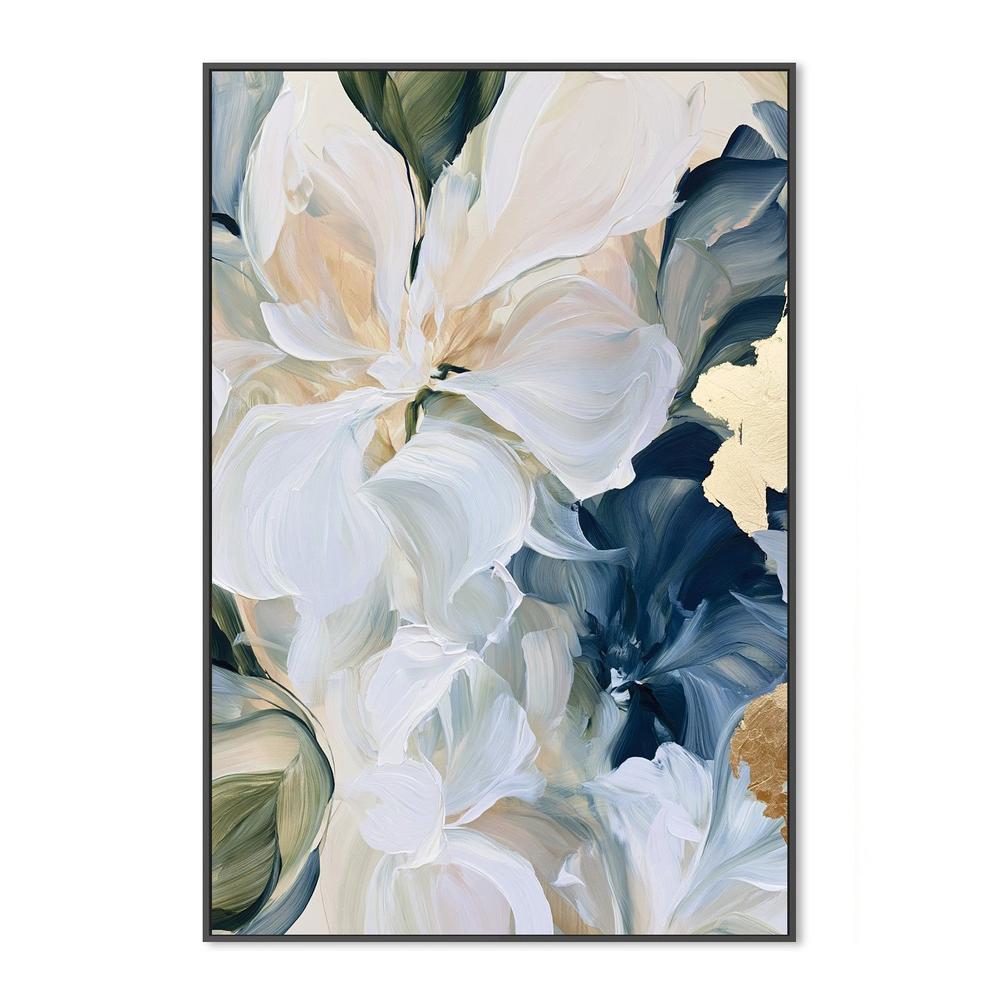 Abstract Blue Gold Flowers-by-Stephanie Jeuffroy-wall-art-print-canvas-poster-framed-Gioia