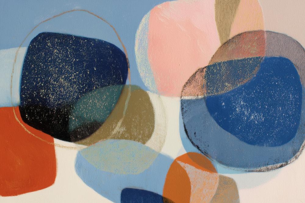 Abstract Geometric in Navy and Coral-by-Chromatic Storm Studio-wall-art-print-canvas-poster-framed-Gioia