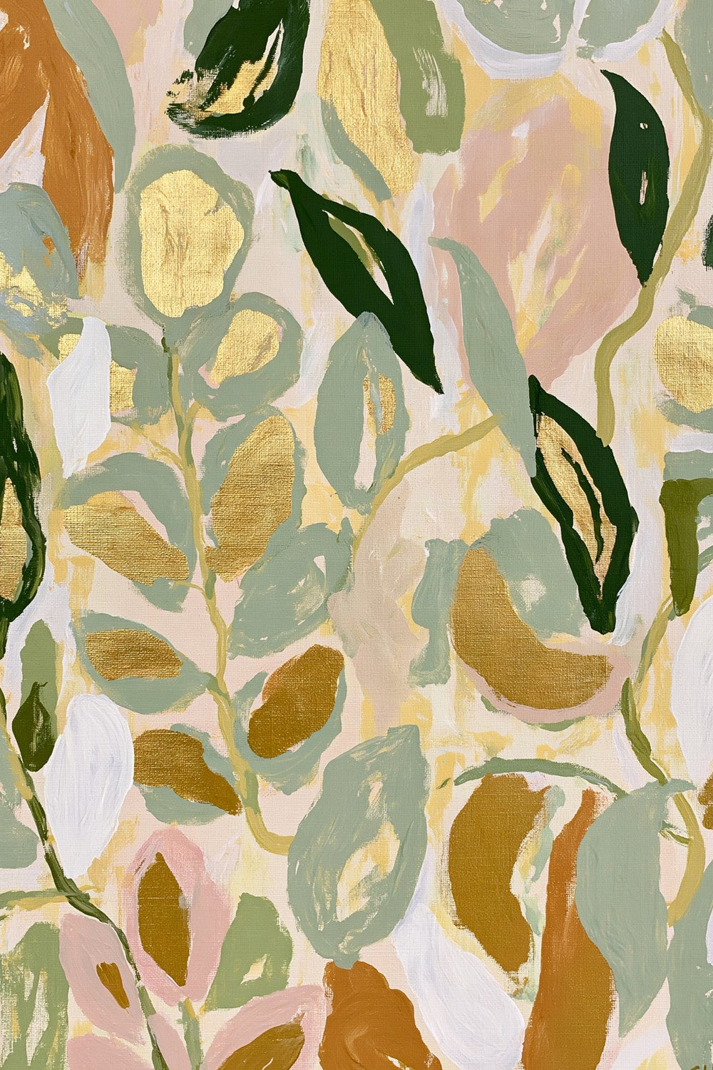 Abstract Gold Leaves-by-Stephanie Jeuffroy-wall-art-print-canvas-poster-framed-Gioia