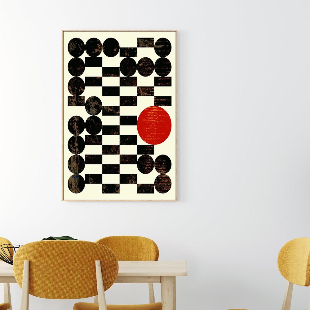 Abstract Grid Red Sun-by-Petr Strnad-wall-art-print-canvas-poster-framed-Gioia