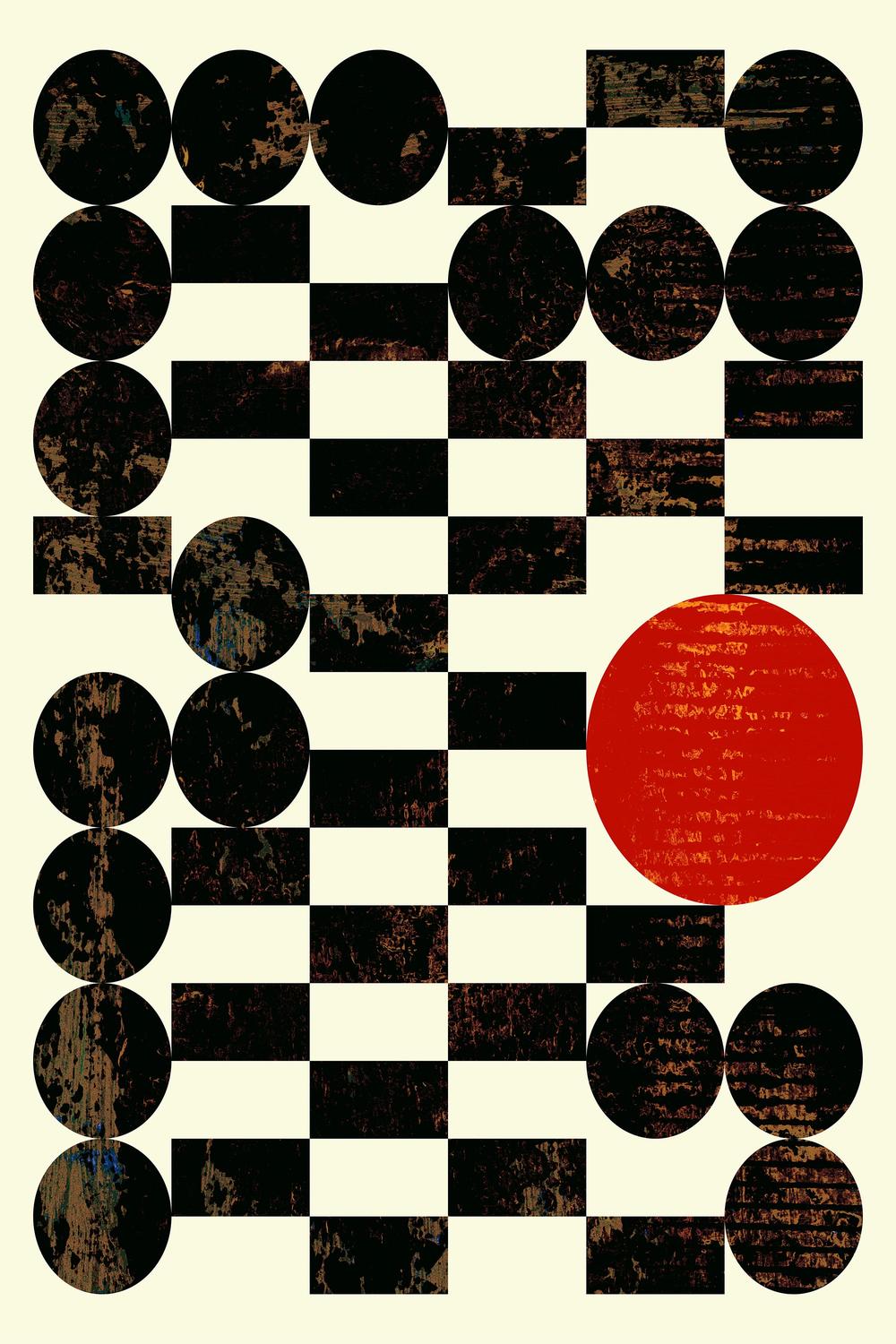 Abstract Grid Red Sun-by-Petr Strnad-wall-art-print-canvas-poster-framed-Gioia