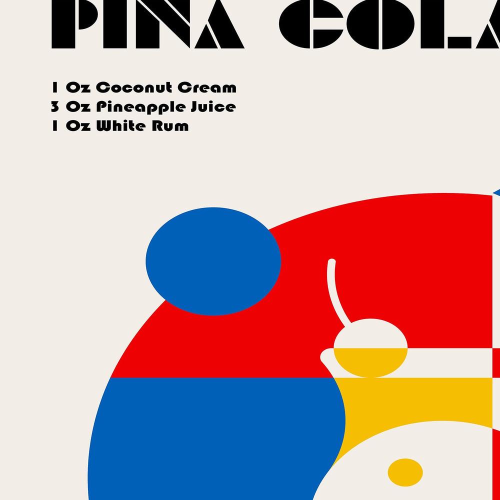 Abstract Pina Colada Recipe-by-Retrodrome-wall-art-print-canvas-poster-framed-Gioia