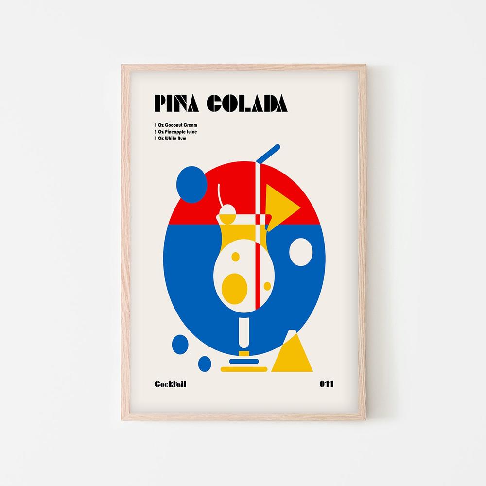 Abstract Pina Colada Recipe-by-Retrodrome-wall-art-print-canvas-poster-framed-Gioia