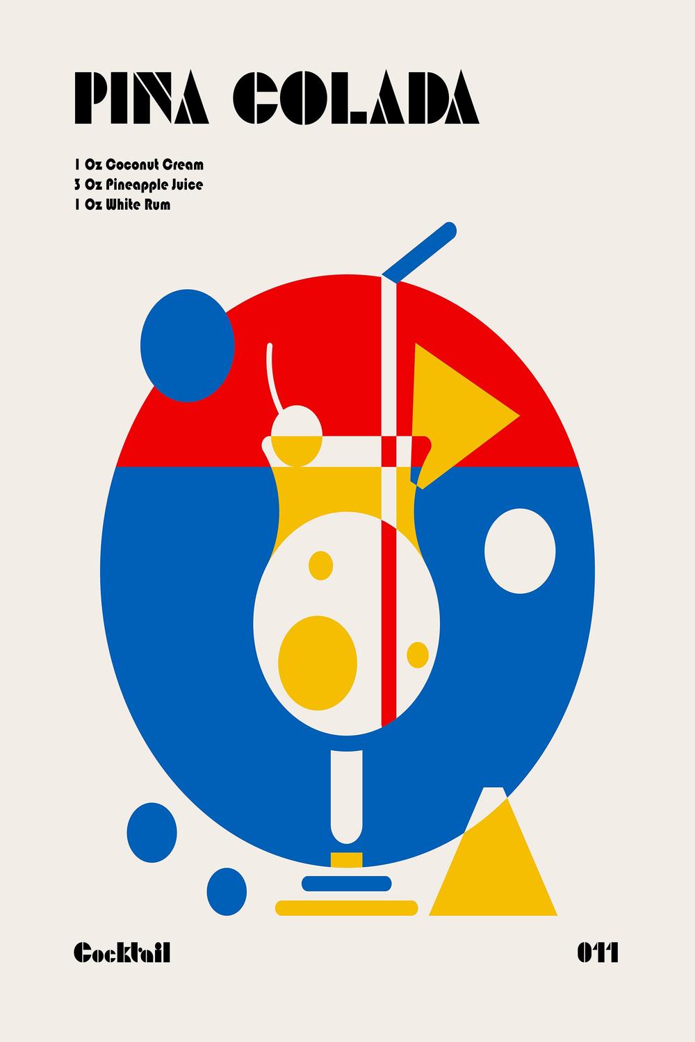 Abstract Pina Colada Recipe-by-Retrodrome-wall-art-print-canvas-poster-framed-Gioia