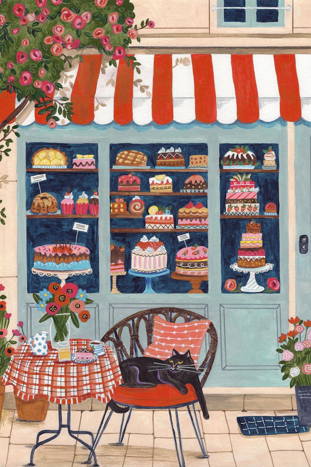 Bakery Cat Cafe-by-Caroline Bonne Muller-wall-art-print-canvas-poster-framed-Gioia