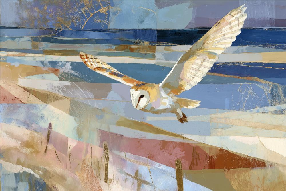 Barn Owl Gliding Over Countryside-by-Jordão de Abreu-wall-art-print-canvas-poster-framed-Gioia