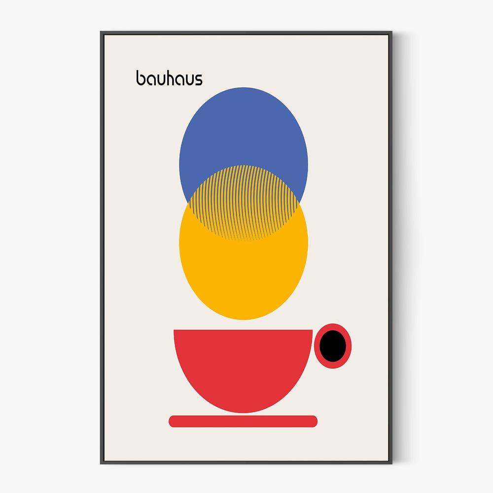Bauhaus Coffee Circles-by-Retrodrome-wall-art-print-canvas-poster-framed-Gioia