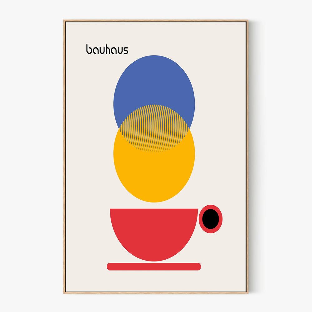 Bauhaus Coffee Circles-by-Retrodrome-wall-art-print-canvas-poster-framed-Gioia