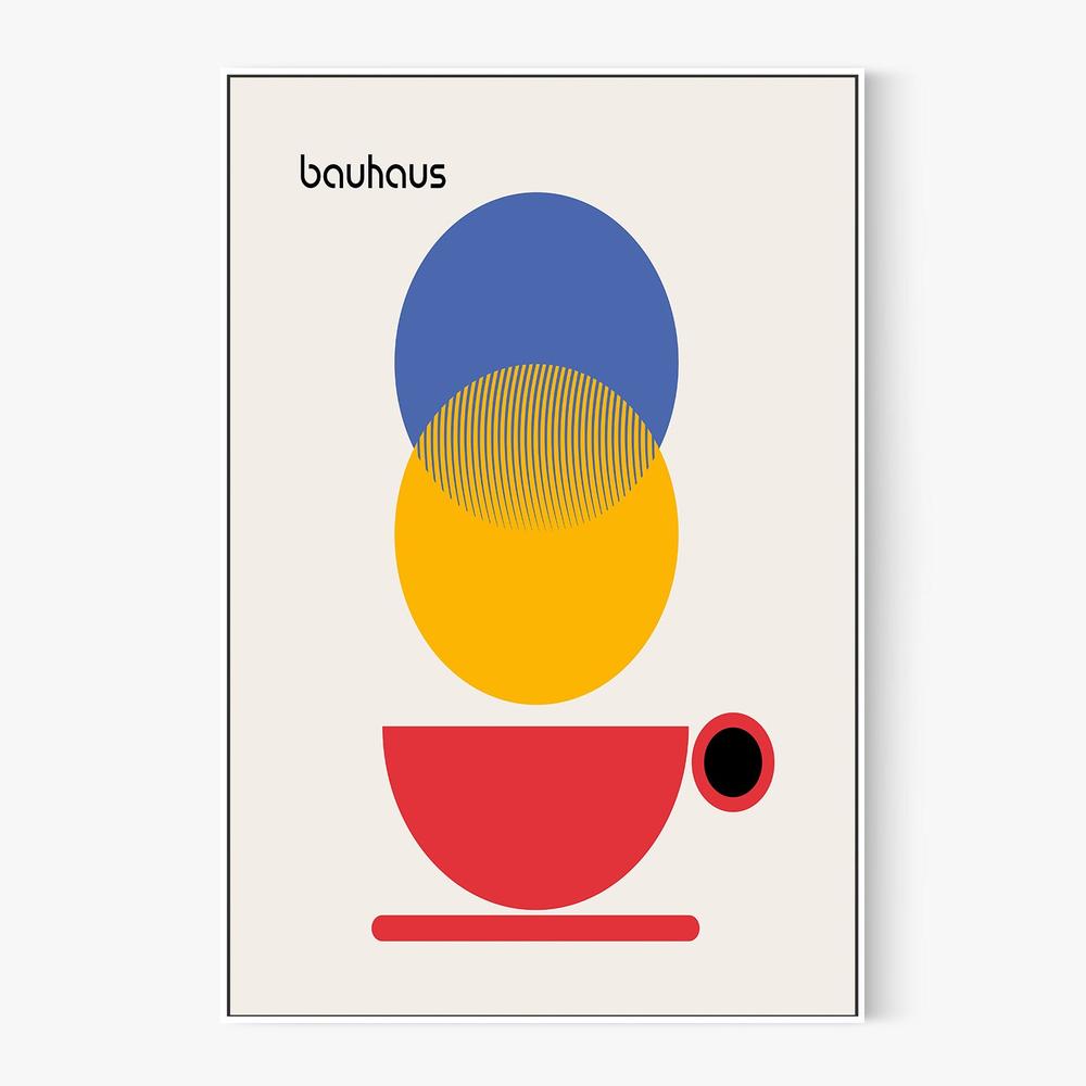 Bauhaus Coffee Circles-by-Retrodrome-wall-art-print-canvas-poster-framed-Gioia