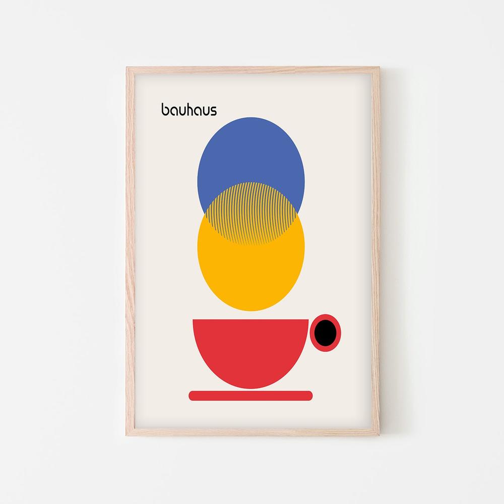 Bauhaus Coffee Circles-by-Retrodrome-wall-art-print-canvas-poster-framed-Gioia