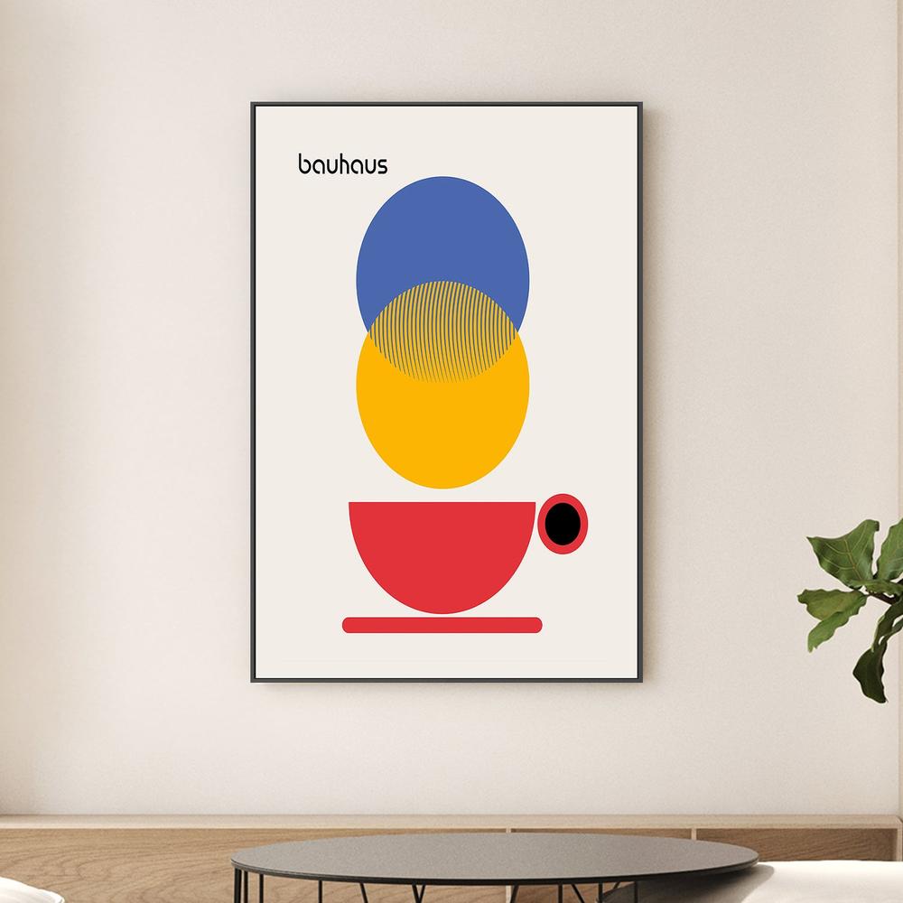 Bauhaus Coffee Circles-by-Retrodrome-wall-art-print-canvas-poster-framed-Gioia