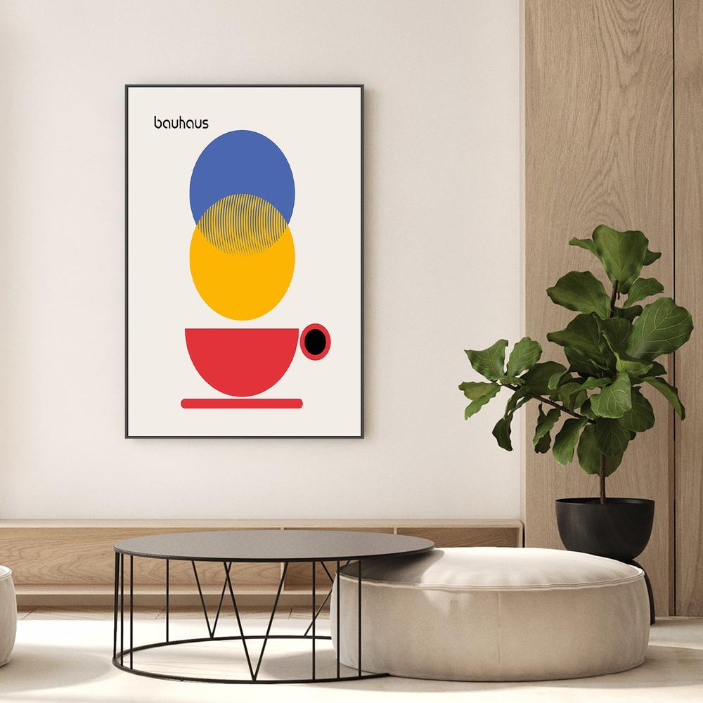 Bauhaus Coffee Circles-by-Retrodrome-wall-art-print-canvas-poster-framed-Gioia