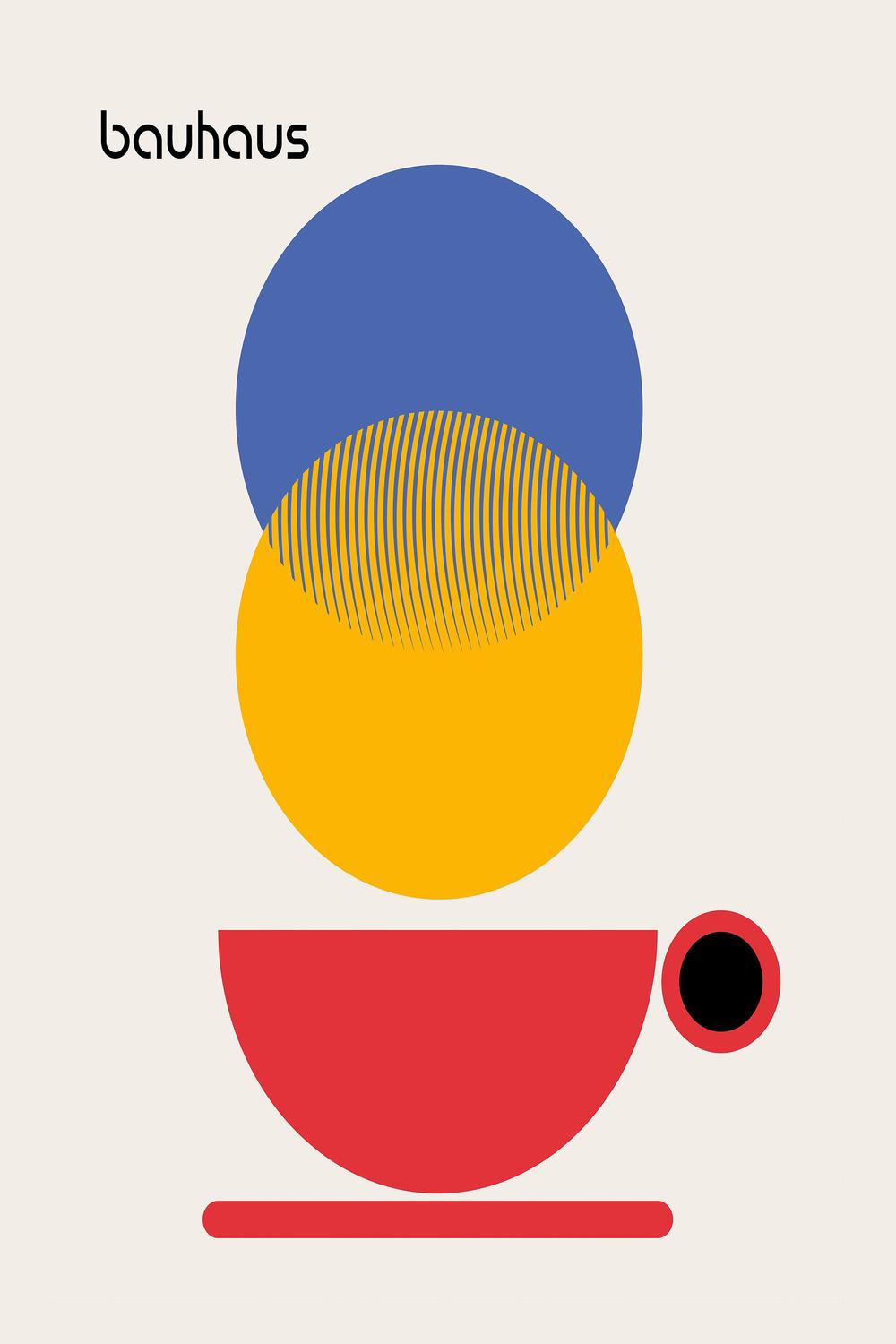 Bauhaus Coffee Circles-by-Retrodrome-wall-art-print-canvas-poster-framed-Gioia
