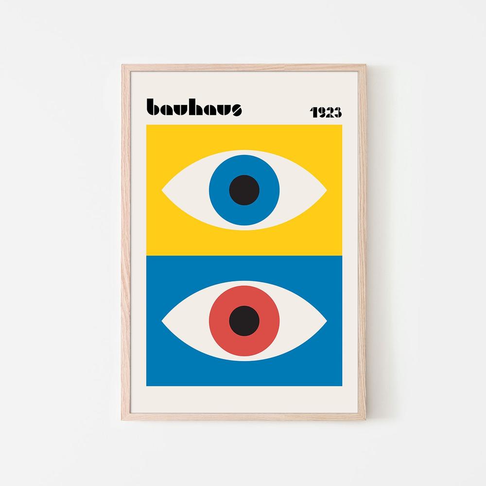 Bauhaus Geometric Eyes-by-Retrodrome-wall-art-print-canvas-poster-framed-Gioia