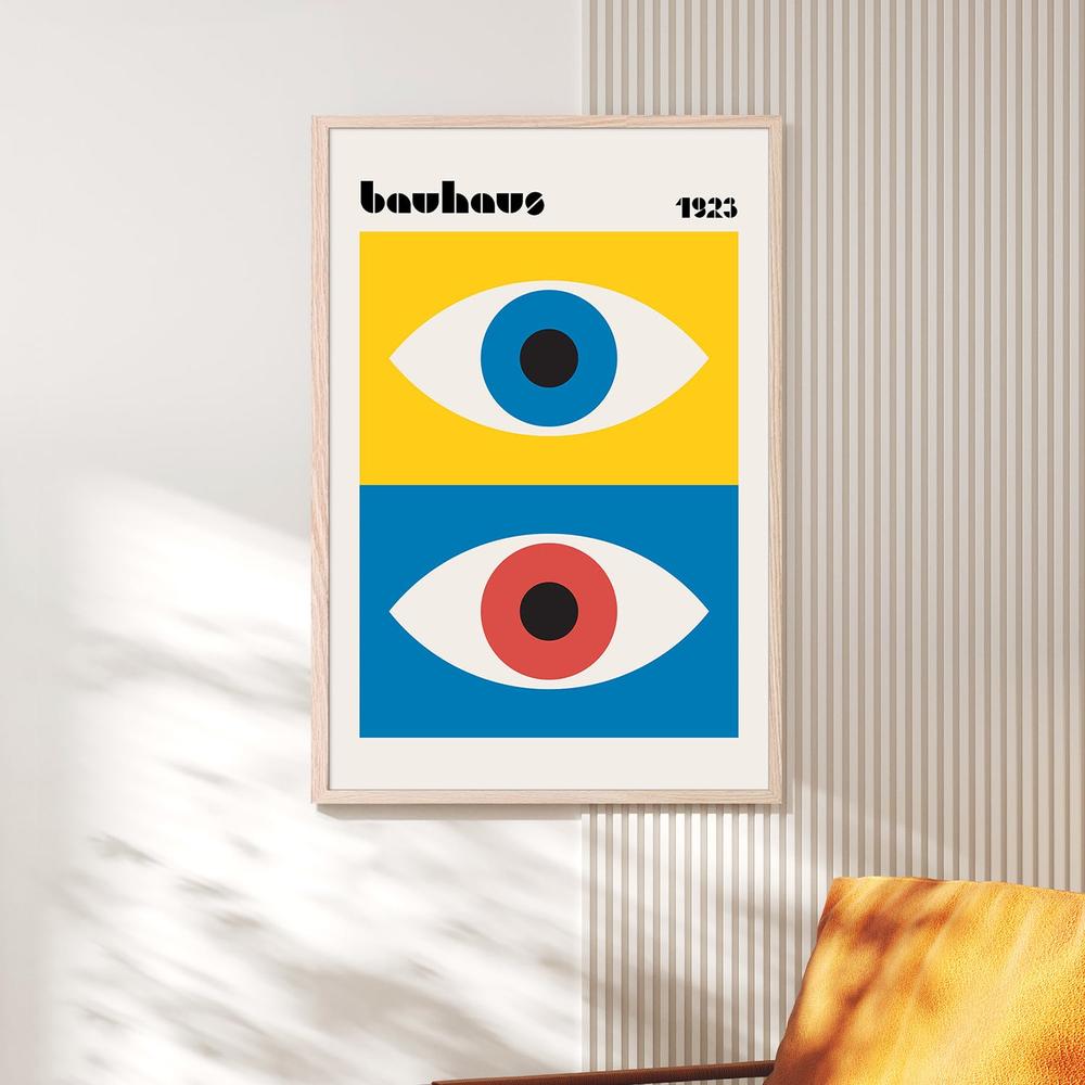 Bauhaus Geometric Eyes-by-Retrodrome-wall-art-print-canvas-poster-framed-Gioia